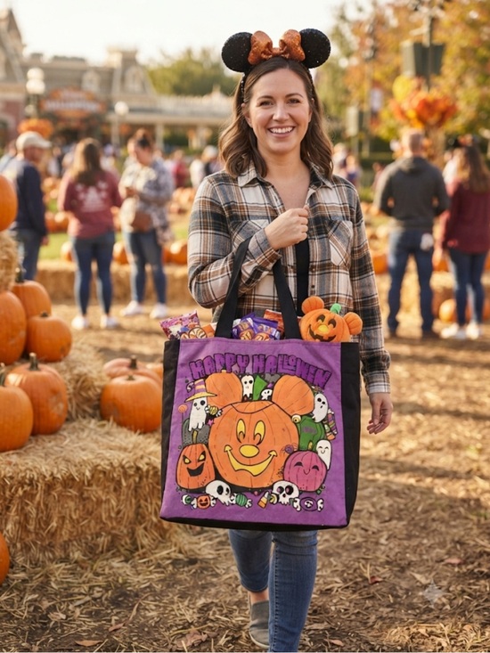 Disney Handbags - Official Disney Parks Mickey Mouse "Happy Halloween" Canvas Zippered Tote Bag